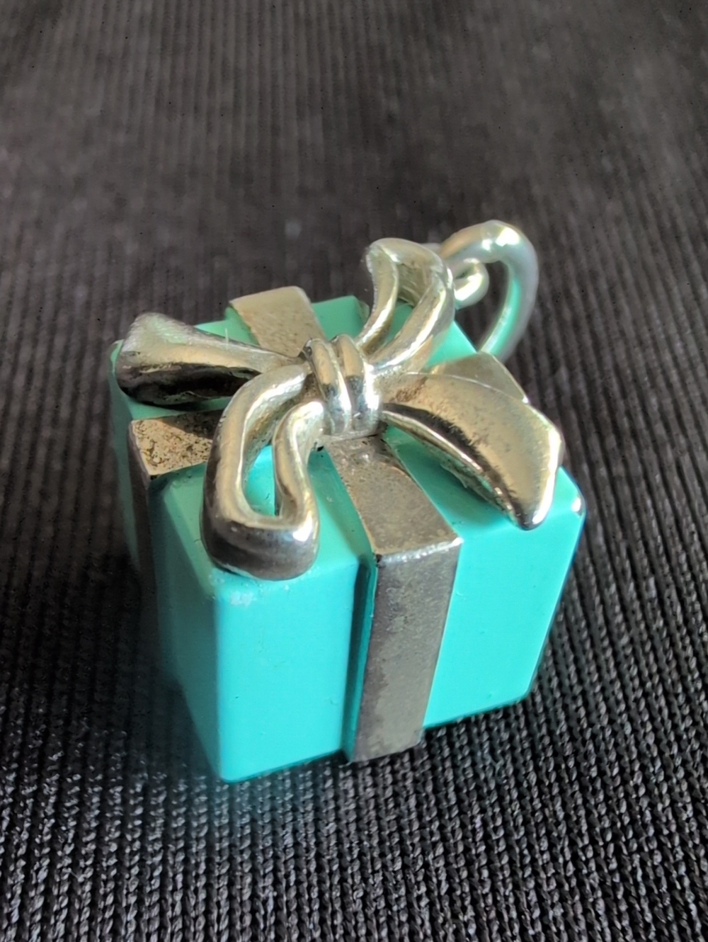 Tiffany And Company Turquoise Gift Box Charm with Silver Bow